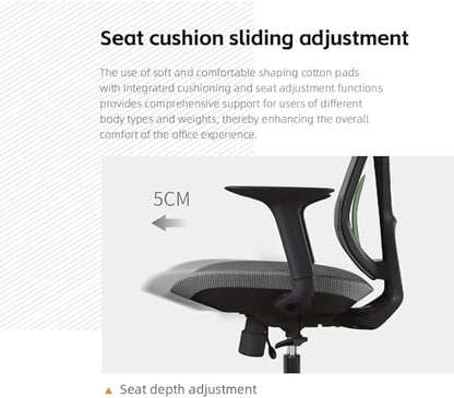 Mesh Office Chair – Ergonomic Office Chair with Lumbar Support, Adjustable Armrests & Sliding Soft Seat Cushion – Holds Up to 270lbs (Grey)