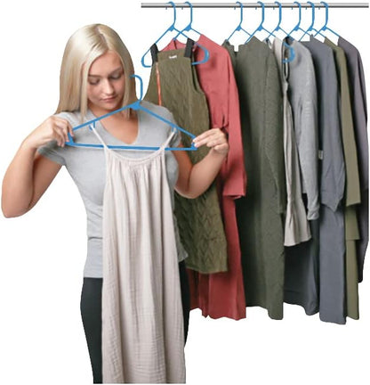 Sharpty Plastic Hangers Clothes Hangers for Clothing, Closet, Coats & Shirts - Durable, Thick, Tough & Space Saving - for Everyday Standard Use, Room Essentials & Basics - 60 Pack - Blue