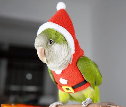 Bird Clothes Birds Flight Suit, Christmas Hoodie for Parrots Cockatiel Sun Conure Christmas Party Cosplay Photo Prop Bird Shirt Small Animals Apparel (with Diaper,Alexandrine)