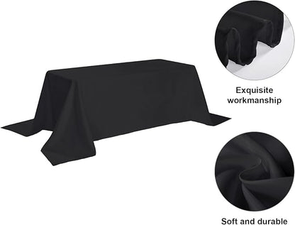 6 Pack Black Tablecloth 90 x 132 Inch Table Cloth for 6 Foot Rectangle Tables, Wrinkle Resistant Washable Polyester Fabric Table Covers for Party, Wedding,Dining,and Banquet