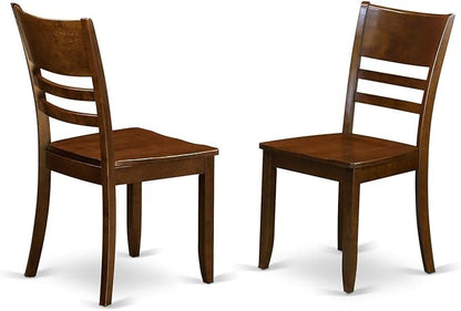 East West Furniture LYC-ESP-W Lynfield Dining Chairs - Ladder Back Wood Seat Kitchen Chairs, Set of 2, Espresso