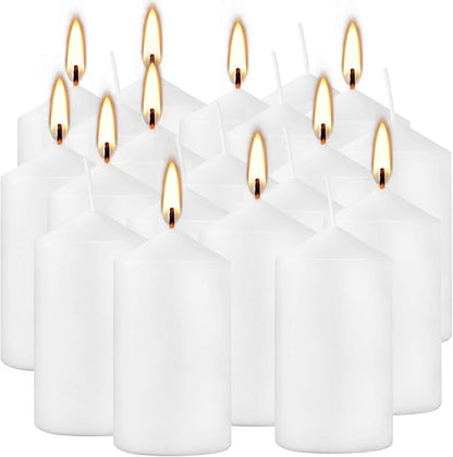2"x4" High White Pillar Candles, Set of 20 Unscented. Bulk Buy. Ideal for Halloween, Wedding, Emergency Lanterns, Household, Wedding and Home Décor Candlesticks