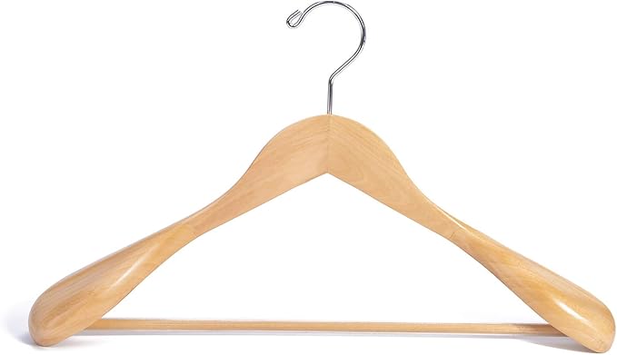 Nature Smile Wooden Suit Coat Hangers 16 inch Wood Jacket Outerwear Shirt Hangers Anti Slip Bar with Screw 6 Pack (Natural)