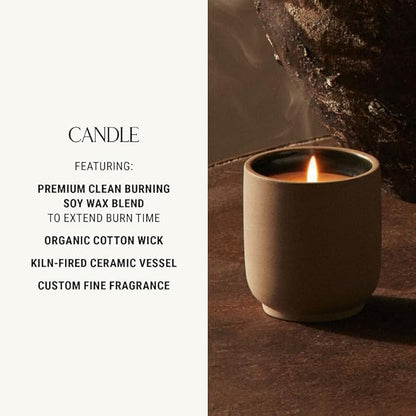 Homecourt Luxury Candle, Neroli Leaf Scent, 60-Hour Burn Time, Soy Wax Blend, Organic Cotton Wick, Reusable Kiln-Fired Ceramic Vessel, 8 Oz, 2.0