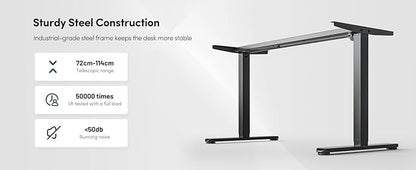 FEZIBO 55 x 24 Inch Height Adjustable Electric Standing Desk with Double Drawer, Stand Up Desk with Storage Shelf, Sit Stand Desk, Black
