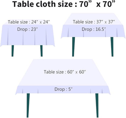 Surmente Black Square Tablecloth-70x70 Inch Table Cloth for Small Square Tables,Washable Polyester Table Cover for Weddings, Banquets, or Restaurants
