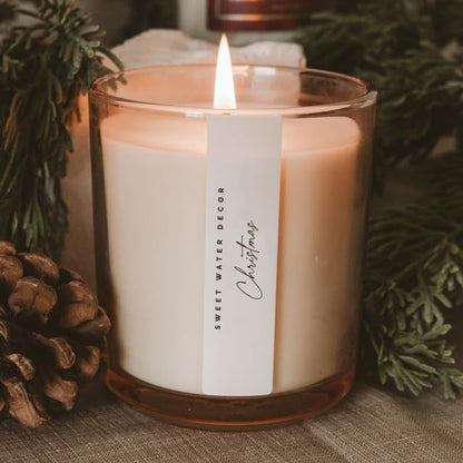 Sweet Water Decor Christmas Candle - Cinnamon, Trees, Orange, and Clove Scented Winter Candle - Christmas Soy Candles and Decor for Home - 12oz Sandstone Jar, 50+ Hour Burn Time, Made in The USA