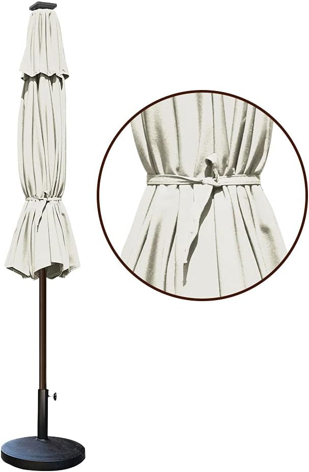 EliteShade USA 10-Year-Non-Fading Solar 9ft Market Umbrella with 80 LED Lights Patio Umbrellas Outdoor Table Umbrella with Ventilation, Natural