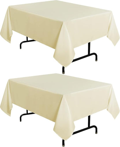 sancua 2 Pack Beige Tablecloth 54 x 54 Inch, Stain and Wrinkle Resistant Square Table Cloth - Washable Polyester Table Cover for Dining Tables, Buffet Parties and Camping
