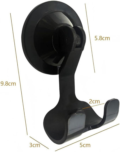 2-Pack Razor Holder for Shower with Suction Cup - Vacuum Wreath Hanger for Door, Wall, or Window, No Drill Adhesive Hook for Bathroom, Kitchen, Hotel - Black