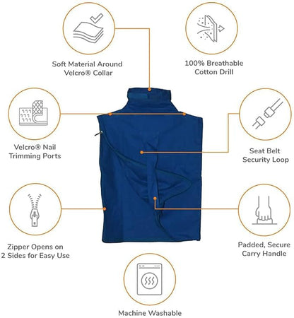 Cat-in-the-Bag Cozy Comfort Carrier - X-Small Cobalt Blue Cat Carrier Soft for Grooming, Vet Visits, Medication Administration, Dental Care, Nail Trimming, and Car Travel