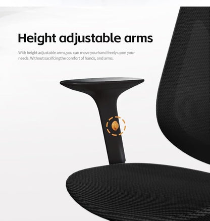 Mesh Office Chair – Ergonomic Office Chair with Lumbar Support, Adjustable Armrests & Sliding Soft Seat Cushion – Holds Up to 270lbs (Black)