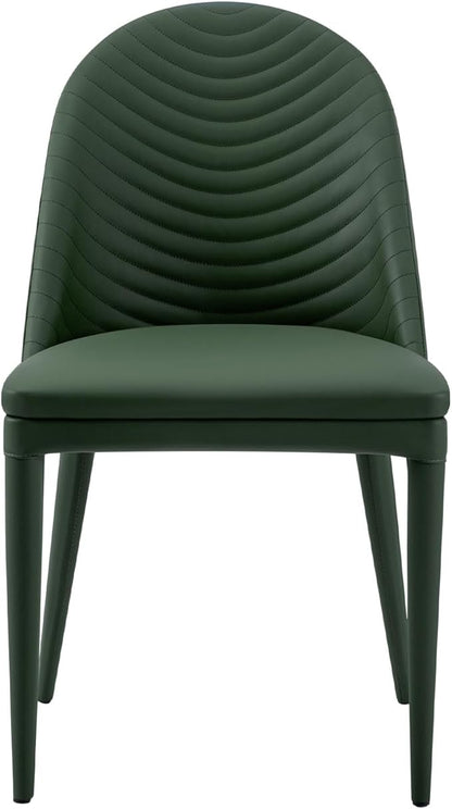 Dining Chairs Set of 2, Modern Full Assembled Faux Leather Kitchen Chairs Upholstered Side Chair with Backrests, Dinner Chairs for Kitchen Dinning Room, Jade Green