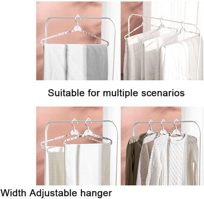 4 Pack Extra Large Hangers Enlarge Adjustable Shoulder 16.5"-26" Drying Hanger Sturdy for Wide Polos Tops Cardigans Quilt Bath Towel Big and Tall Shirts (Light Gray)
