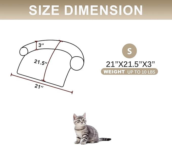 Calming Dogs/Cats Bed Mats, Dog Pad Washable Removable Couch Cover, Plush Long Fur Mat for Pets, Waterproof Lining, Perfect for Small, Medium and Large Dogs and Cats (Gradient Brown, 21"x21")