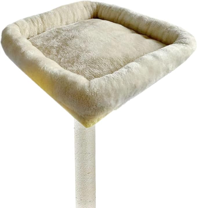 SHENGOCASE Cat Tree Tower Accessories Replacement Parts Top Cushion Bed Cover for Cat Perch with Elastic Band (13.8" x 13.8", Beige)