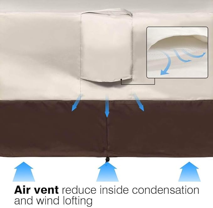 Vailge Waterproof Patio Furniture Set Cover with Padded Handles, Patio/Outdoor Table Cover, Patio/Outdoor Dining Rectangular Table Chairs Cover Small,Beige & Brown