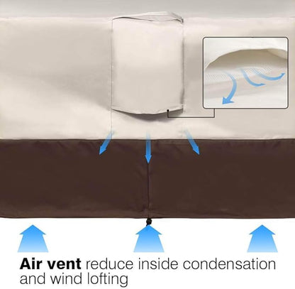 Vailge Waterproof Patio Furniture Set Cover with Padded Handles, Patio/Outdoor Table Cover, Patio/Outdoor Dining Rectangular Table Chairs Cover Small,Beige & Brown