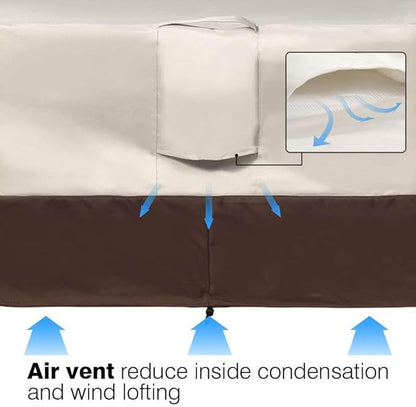 Vailge Waterproof Patio Furniture Set Cover with Padded Handles, Patio/Outdoor Table Cover, Patio/Outdoor Dining Square Table Chairs Cover(Medium,Beige & Brown)