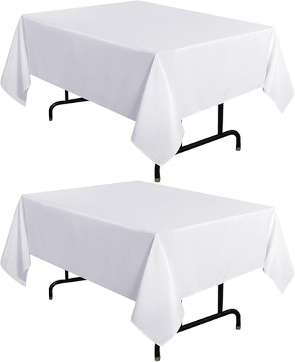 sancua 2 Pack White Tablecloth 54 x 54 Inch, Stain and Wrinkle Resistant Square Table Cloth - Washable Polyester Table Cover for Dining Tables, Buffet Parties and Camping