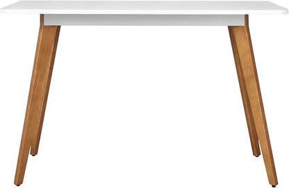 47.2" Dining Table for 4-6 Person - Rectangular Kitchen Table with Soild Wood Legs Mid Century Modern Table for Dinning Room, Kitchen, Living Room (White)