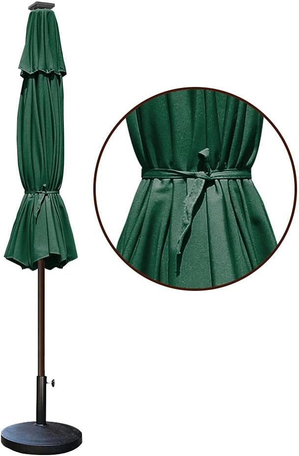 EliteShade USA 10-Year-Non-Fading Solar 9ft Market Umbrella with 80 LED Lights Patio Umbrellas Outdoor Table Umbrella with Ventilation,Forest Green