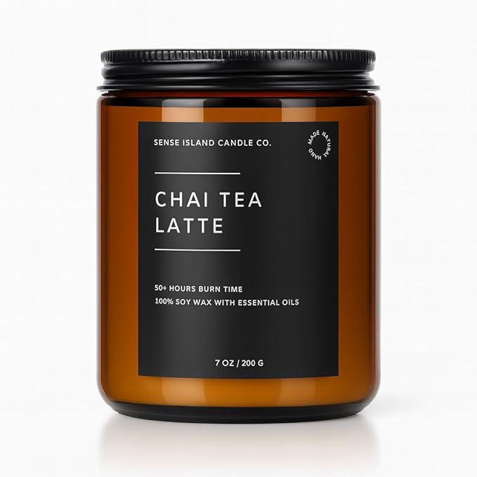 Chai Tea Latte Scented Fall Candle 100% Soy Wax 50+ Hrs Burn Time Highly Scented Aesthetic Candle Gifts for Women and Men