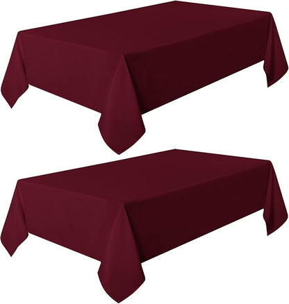 sancua 2 Pack Burgundy Tablecloth 54 x 78 Inch, Rectangle 4 Feet Table Cloth - Stain and Wrinkle Resistant Washable Polyester Table Cover for Dining Tables, Buffet Parties and Camping