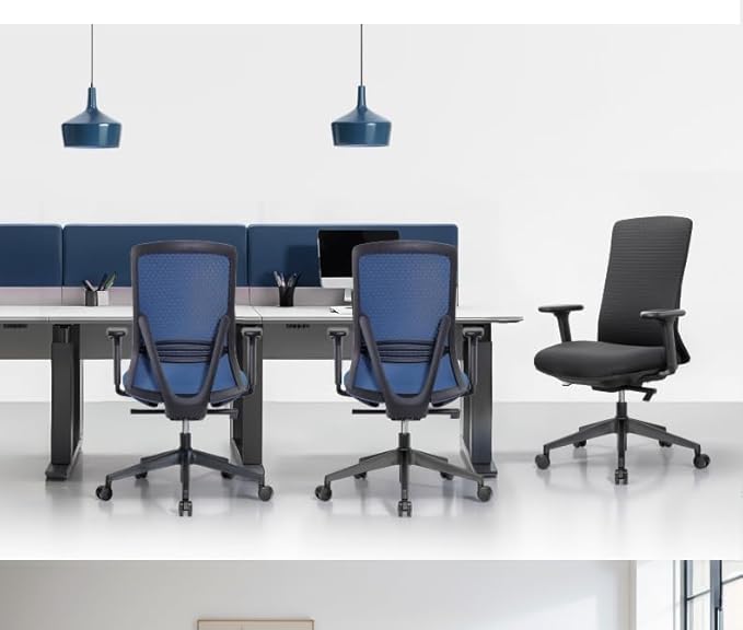Executive Office Chair – Mesh Office Chair with V-Shaped Back, Adjustable 3D Arms & Sliding Soft Seat Cushion – Holds Up to 270lbs (Blue)