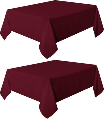 sancua 2 Pack Burgundy Tablecloth 54 x 54 Inch, Stain and Wrinkle Resistant Square Table Cloth - Washable Polyester Table Cover for Dining Tables, Buffet Parties and Camping