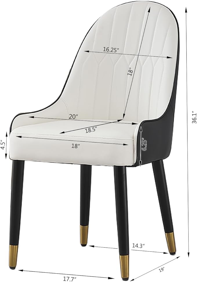 Dining Chairs Set of 2, Modern Faux Leather Dining Metal Legs for Living Kitchen Dining Room