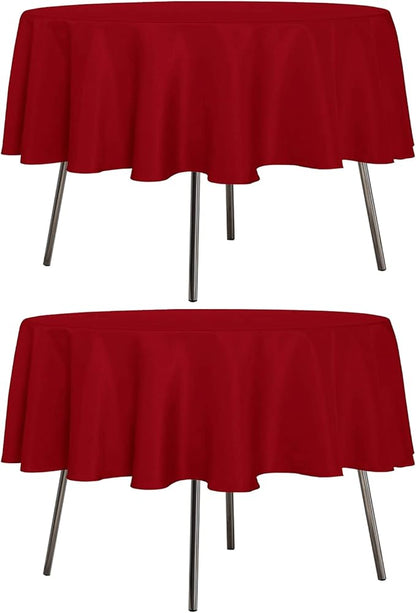 sancua 2 Pack Round Tablecloth 60 Inch Red, Stain and Wrinkle Resistant Table Cloth - Washable Polyester Table Cover for Dining Tables, Buffet Parties and Camping