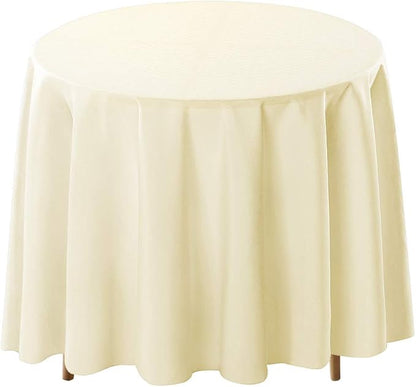Surmente Ivory Tablecloth for Round Tables, 120-inch Round Table Cloths for Weddings, Banquets, or Restaurants