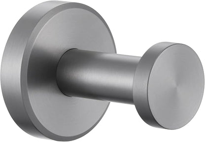 APLusee Gunmetal Gray Single Robe Hook, 304 Stainless Steel Heavy Duty Towel Hook (11LBS Capacity), Wall Mounted Towel Hanger for Bathroom Kitchen Garage