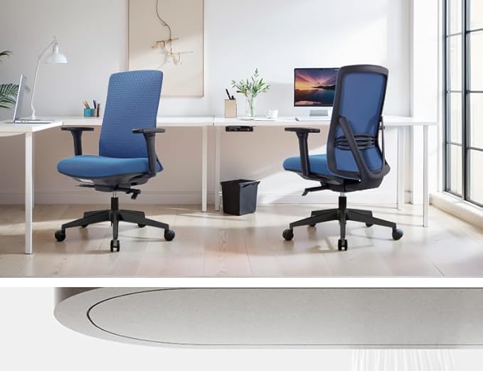 Executive Office Chair – Mesh Office Chair with V-Shaped Back, Adjustable 3D Arms & Sliding Soft Seat Cushion – Holds Up to 270lbs (Blue)