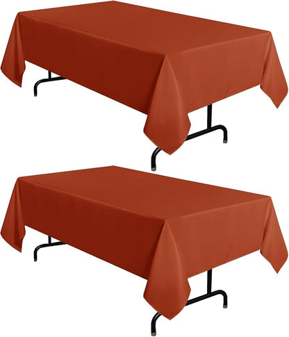 sancua 2 Pack Fall Tablecloth 60 x 102 Inch Rust, Rectangle Thanksgiving Burnt Orange Table Cloth for 6 Feet Tables - Stain and Wrinkle Resistant Washable Polyester Table Cover for Dining Parties