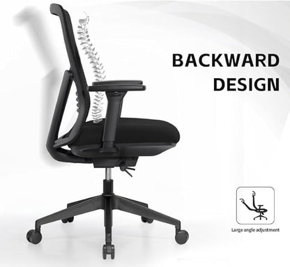 Executive Office Chair – Mesh Office Chair with V-Shaped Back, Adjustable 3D Arms & Sliding Soft Seat Cushion – Holds Up to 270lbs (Black)