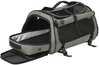Travel Cat Carrier Bag - Portable Comfort Soft Sided Transpurrter Cat Carrier for Small Medium Cats Kitten up to 30 LBs Airline Approved Backpack with Shoulder Strap (Heather Grey)
