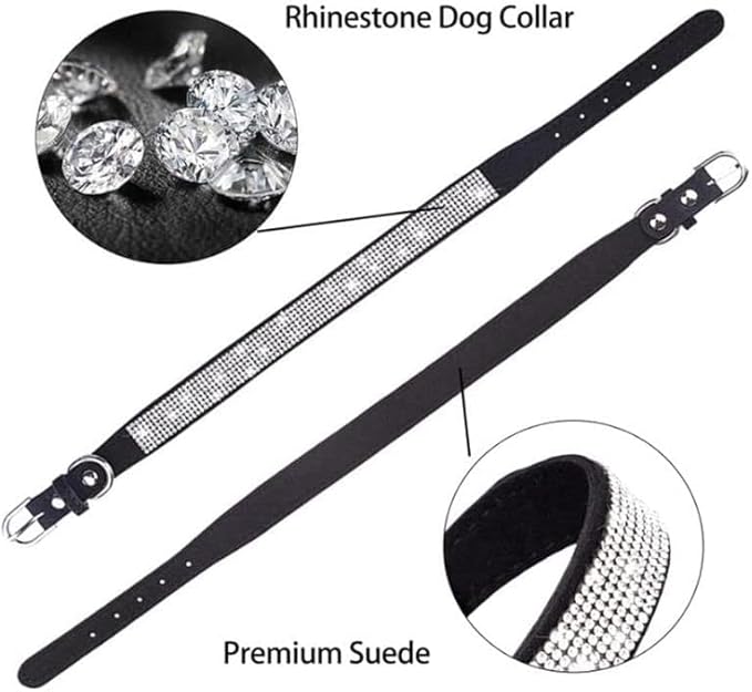 Serijoars Small Dog Collar with Rhinestone Crystal Diamond Colorful Bling Girl Puppy Cat Collars (XXS, Hot Pink)