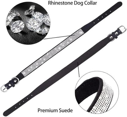 Serijoars Small Dog Collar with Rhinestone Crystal Diamond Colorful Bling Girl Puppy Cat Collars (XXS, Hot Pink)