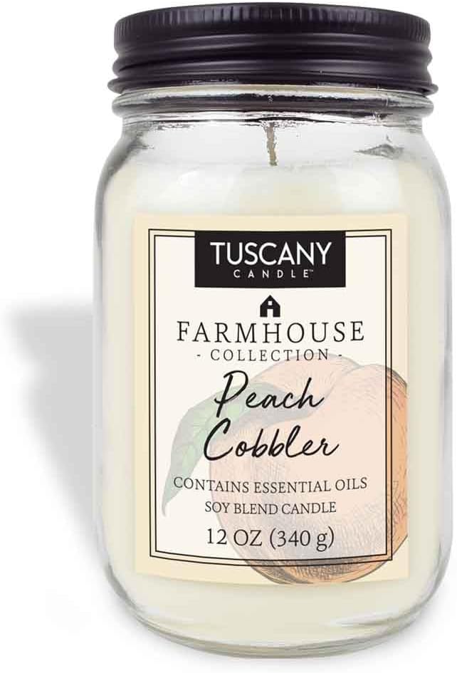 Tuscany Candle Peach Cobbler: Peaches & Brown Sugar Scented Candle, 12 oz – Farmhouse Collection