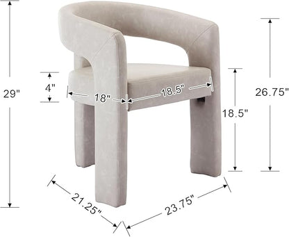 Set of 4 Modern PU Leather Upholstered Dining Chairs with Open-Back, Cute Barrel Side Chairs Kitchen Armchair Accent Chairs for Dining Room Bedroom, Grey