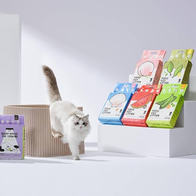 Michu Tofu Cat Litter Natural Clumping Tofu Cat Litter, Fast Clumping and Easily Scoop-able 5.5lb/88oz 5 Scents - Original, 4 Pack