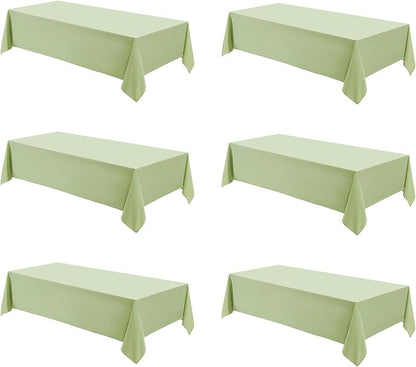 Rectangle Tablecloths 90x132 Inch 6 Pack Sage Green Tablecloth for 6ft Washable Decorative Linen Polyester Table Cloths for 8ft Dining Table Banquets Buffet Parties and Wedding