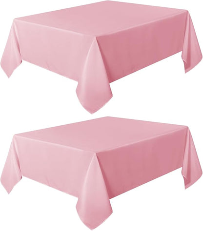 sancua 2 Pack Pink Tablecloth 60 x 102 Inch, Rectangle Table Cloth for 6 Feet Tables - Stain and Wrinkle Resistant Washable Polyester Table Cover for Dining Tables, Christmas Buffet Parties