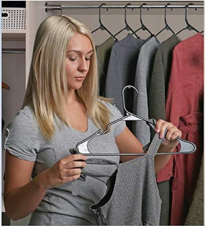 Sharpty Plastic Hangers Clothes Hangers for Clothing, Closet, Coats & Shirts - Notched, Durable, Thick, Tough & Space Saving - for Everyday Standard Use, Room Essentials & Basics - 50 Pack - Black