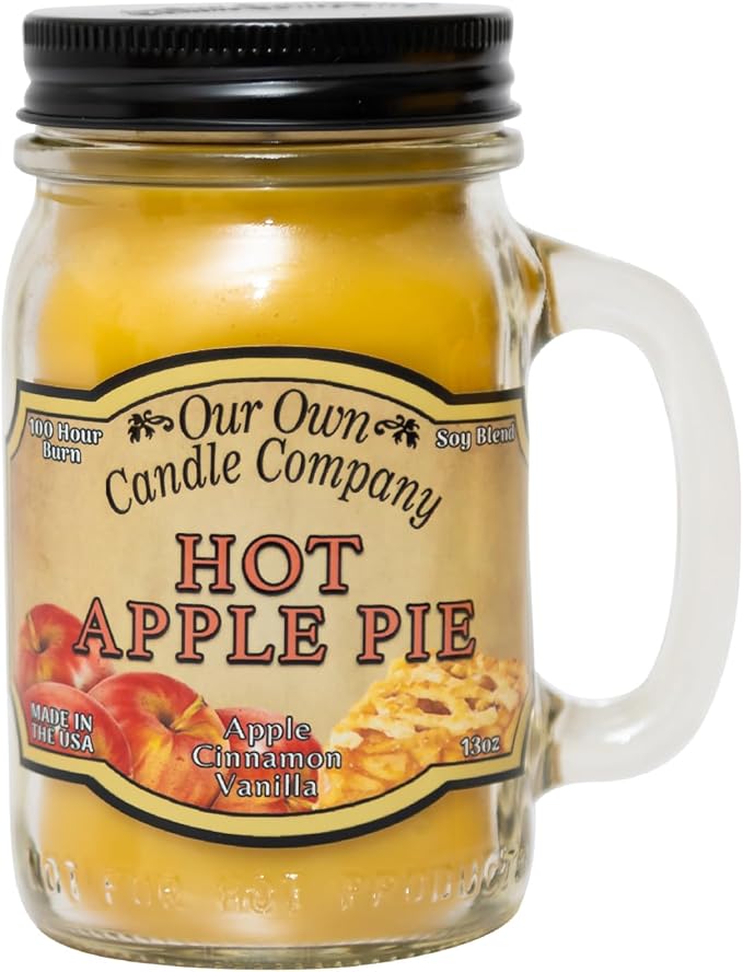 Our Own Candle Company Hot Apple Pie Scented Mason Jar Candle, 100 Hour Burn Time, Made in The USA - 13 Ounces