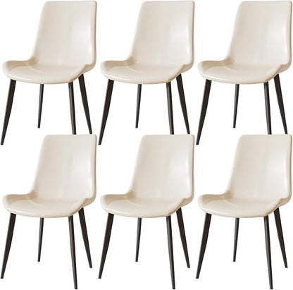 Dining Chairs, Modern PU Leather Dining Room Chair with Sturdy Metal Legs, Upholstered Seat Dinner Chairs Accent Side Chairs for Indoor Kitchen Living Room Restaurant Cafe (Cream, Set of 6)