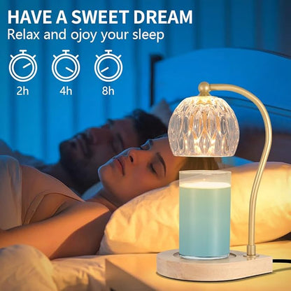 Candle Warmer Lamp with Timer-Electric Candle Warmer Lamp for Jar Candles with 2Bulbs Candle Warmer with Timer & Dimmer for Home Decor Gifts for Women Mom Christmas (Gold-Amber)