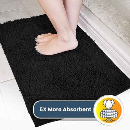 Muddy Mat® | Super Absorbent Door Mat Indoor, Microfiber Quick Dry Chenille Entryway Rug, Non-Slip Front Door Mat, Indoor Mats for Entryway, Machine Washable Pet Rug, Black 6ft x 9ft